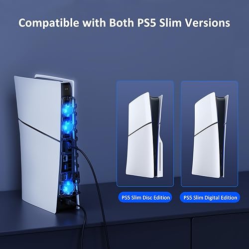 Miniatura 6 de NexiGo PS5 Silencioso Ventilador de Refrigeración Mejorado con Velocidad Ajustable, EncendidoApagado Automático, con Puerto USB 3.0, Sistema de
