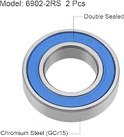 sourcing map 6902-2RS rulment cu bile cu canal adânc 15x28x7 mm, etanșare dublă, oțel cromat, capac albastru, P6 ABEC3, 2 bucăți 2