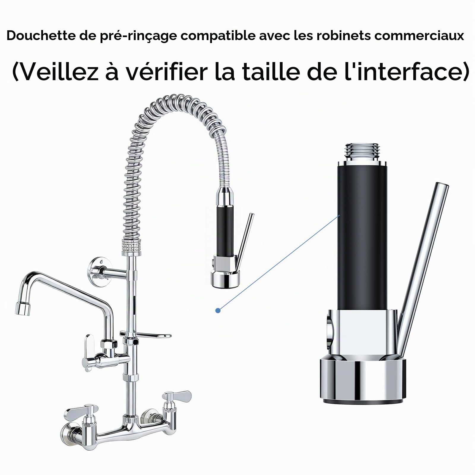 KULACO Douchette professionnelle pour gastronomie, Noir | tête de rechange en laiton pour douchette à vaisselle pour évier de cuisine 1/2" filetage standard pour cuisine/restaurant