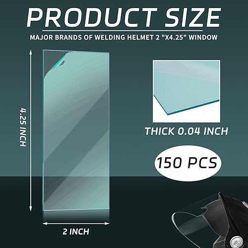 Miniatura 2 de 100 piezas de 2 x 4.25 pulgadas de soldadura transparentes de repuesto transparente de protección universal de soldadura máscara de lente de