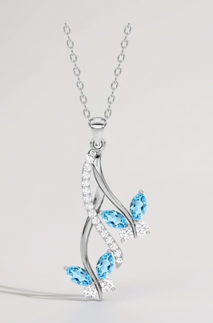 925 Sterling Silver Butterfly Pendant Earring Chain Bracelet Jewellery Set | Rhodium Plated, Swiss Zirconia | Gift for Women & Girls