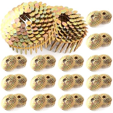 CREWTOWER Roofing Nails 1-1/4" x .120 15 Degree Full Round Head Smooth Shank Galvanized coil Roofing Nails, 3600 Count, Wire Collated Coil for Roofing Nail Gun Cover