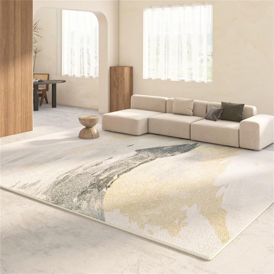 Tapis de salon lavable en machine et tapis d'extérieur jaune