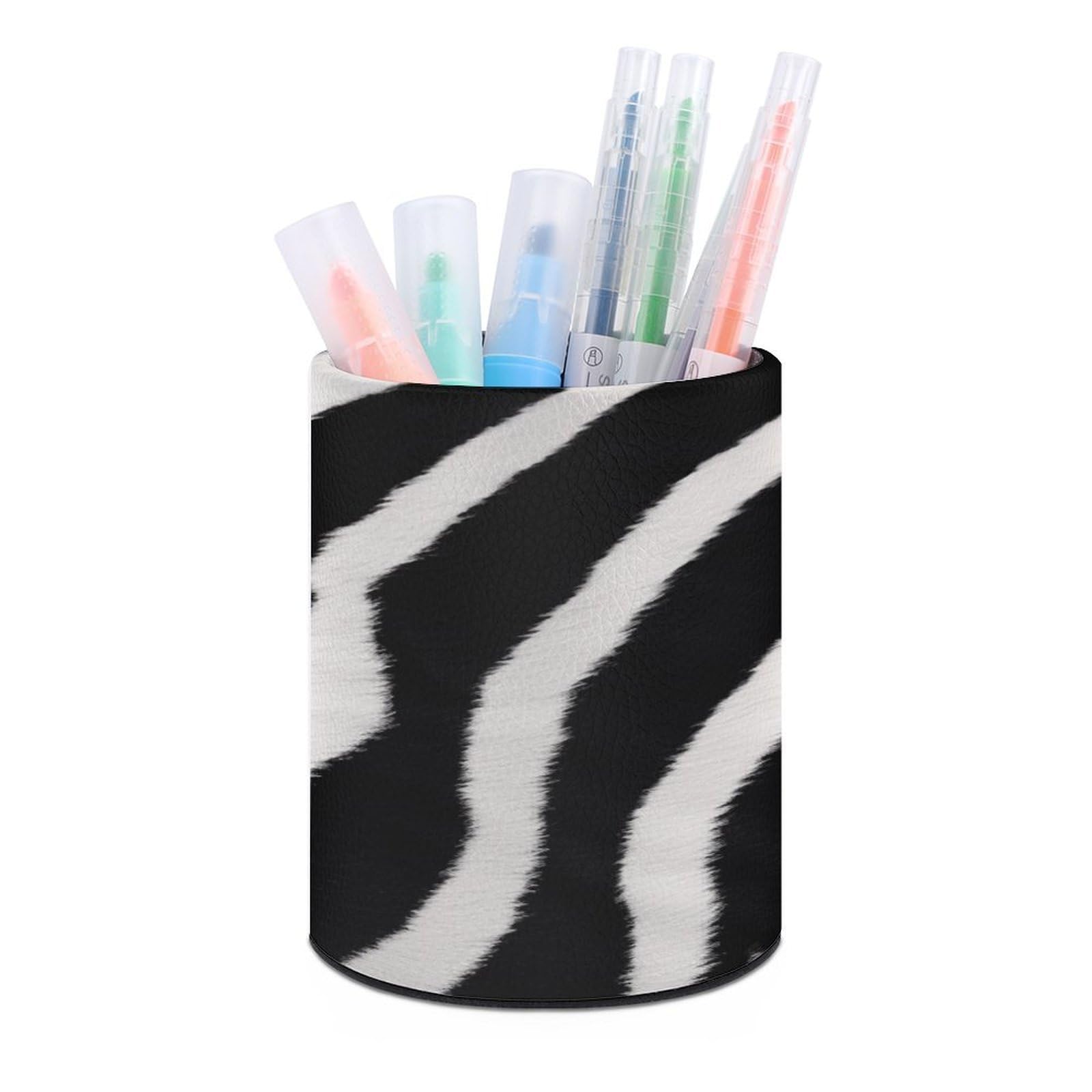 VstaDank Zebra Animal Pen Holder for Desk Makeup Brush Holders Stylish Pen Cup Cute Pencil Cup Round Pencil Holder Decor Brush Scissor Holders for Multifunctional Office Supplies