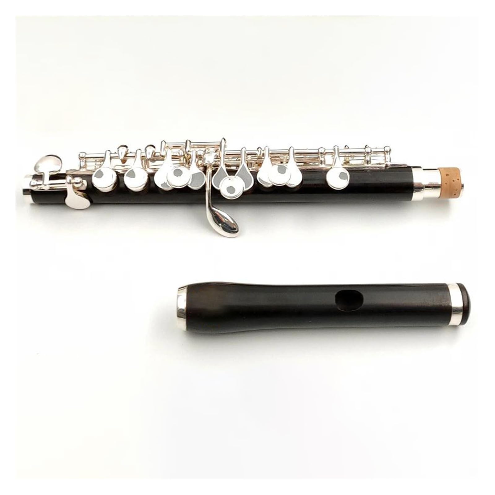 Piccolo de ébano en Clave de do, Flauta de tamaño Medio, Llaves Plateadas, Instrumento Piccolo con Estuche,