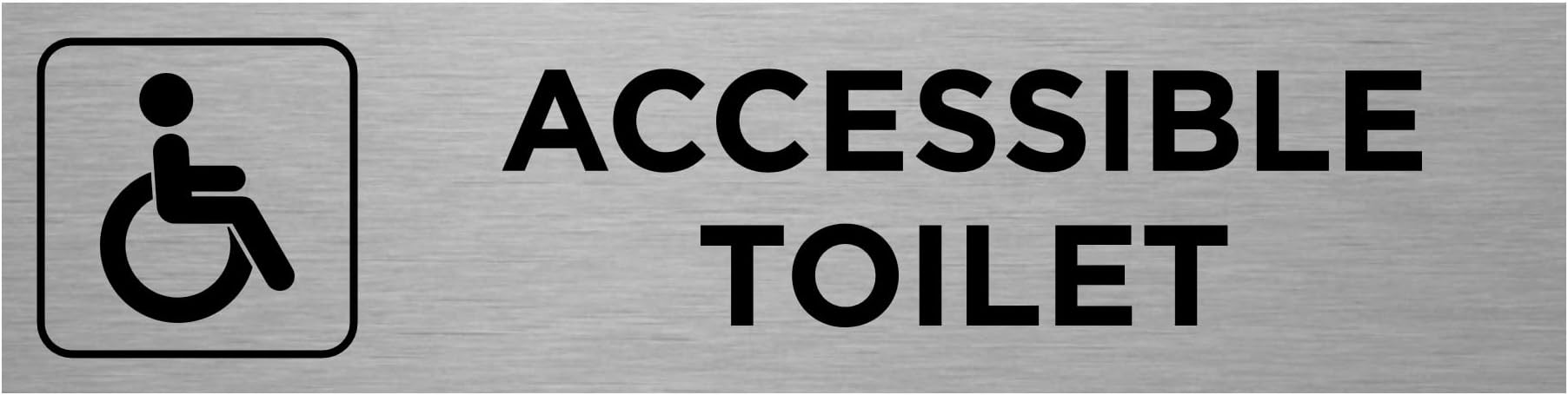 Slimline Aluminium Accessible Toilet Sign from ViroDisplay® – Brushed Silver 200 x 50mm – Durable Printed Surface – Self-Adhesive Fixing (1)
