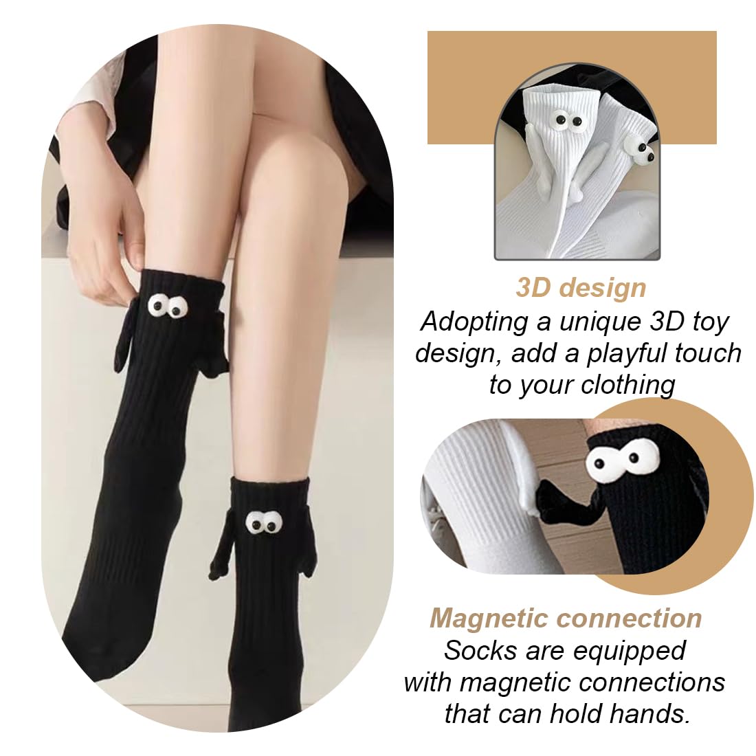 Calzini Magnetici Con Mani - 2 Paia Divertenti Per Coppie, Regalo Originale Per Amici E Partner - Foto 4