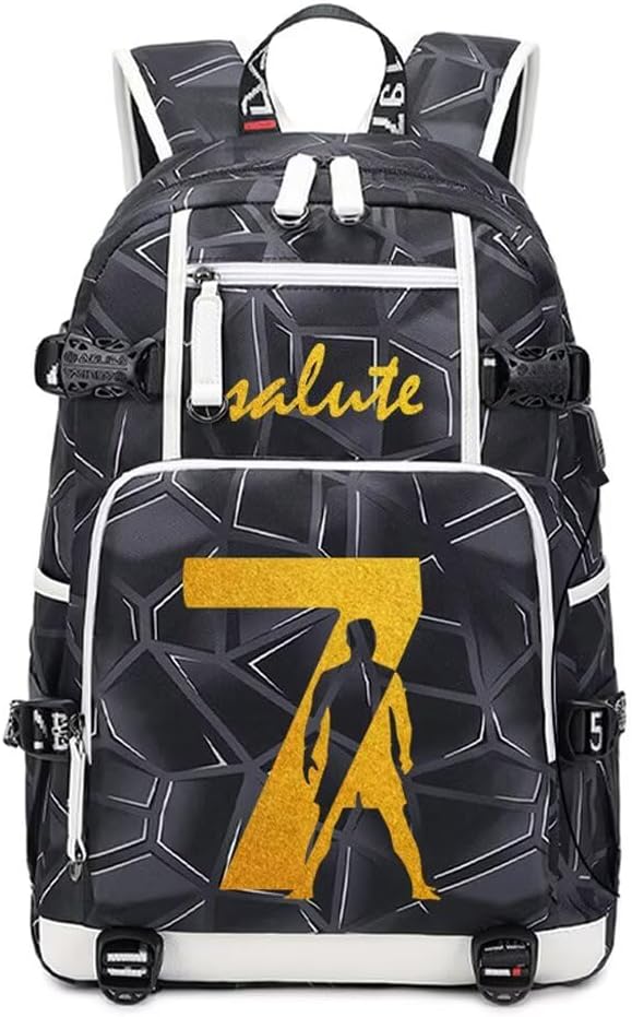 Soccer Player 7 Individualized Laser Mechanical Laptop Multifunction Backpack Travel Daypack Fans Bag