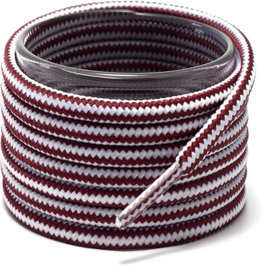 Image of Round Shoelace (2 Pair) Boot Laces Running, Sports, Gym, Casual Dual Coloured Striped Shoe String