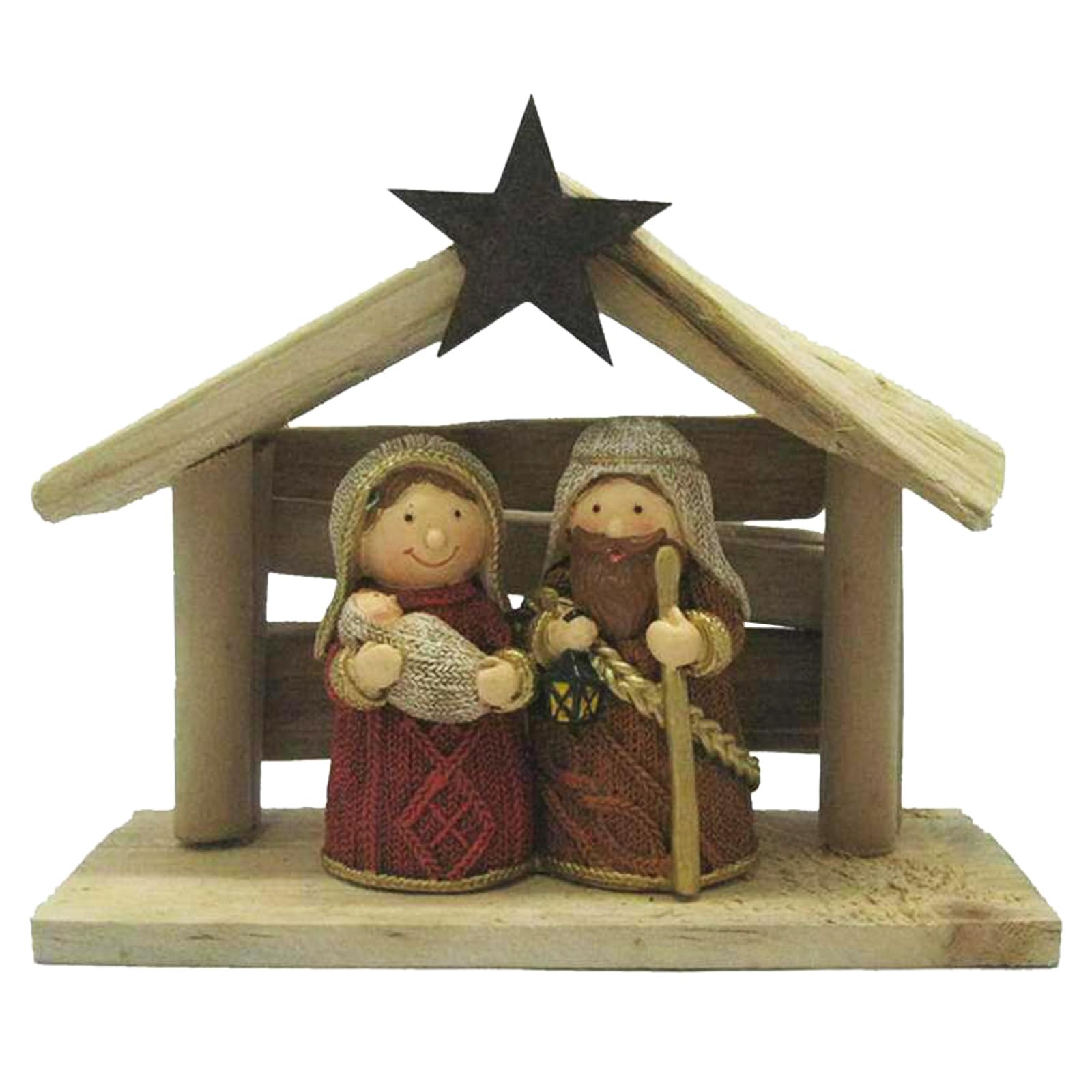 Tsophreniq Christ Nativity Statue Scene Baby Manger with House Ornament for Catholic Decoration Nativity Decor
