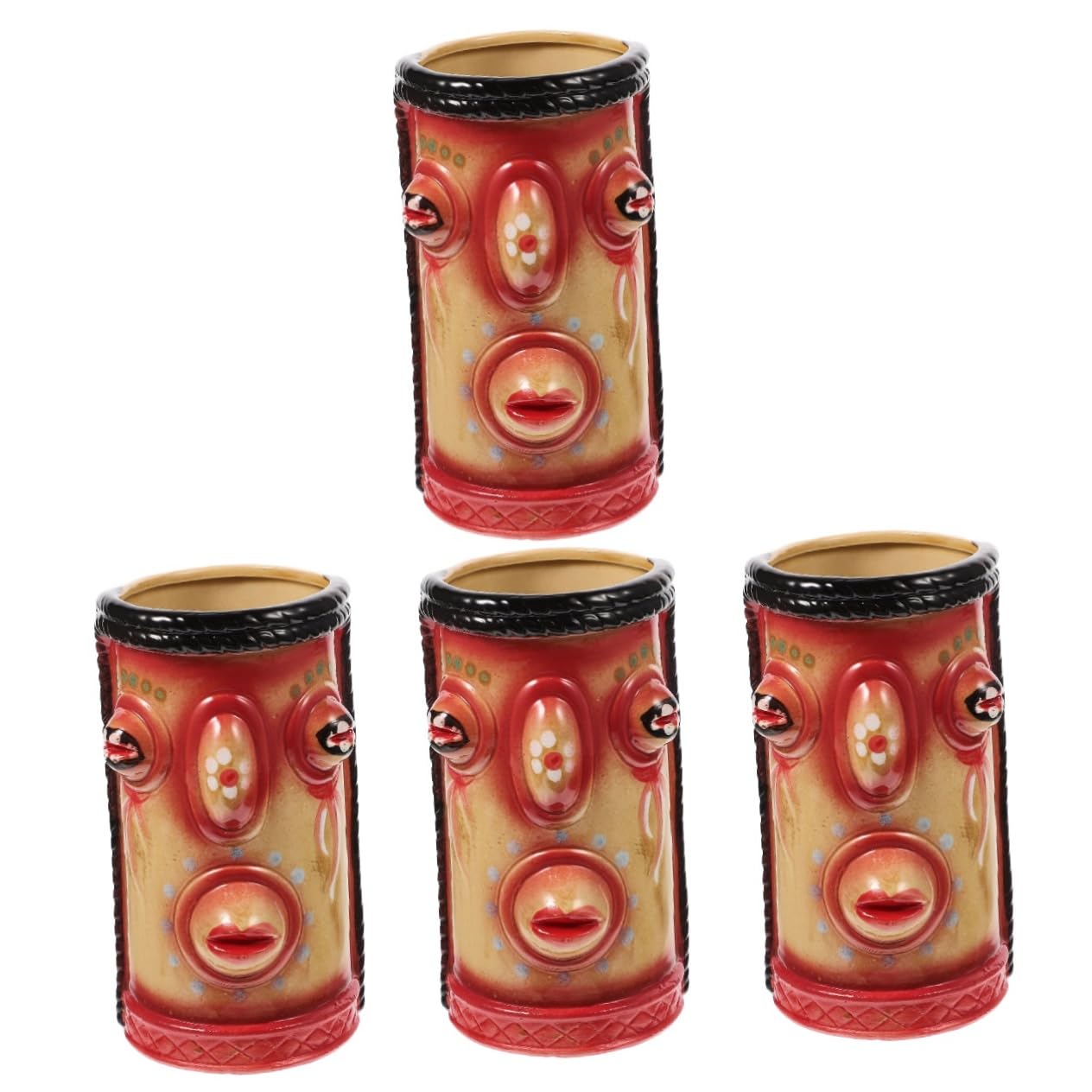 Taza Tiki de porcelana para cócteles tropicales y fiestas hawaianas en terrazas Pack de 4