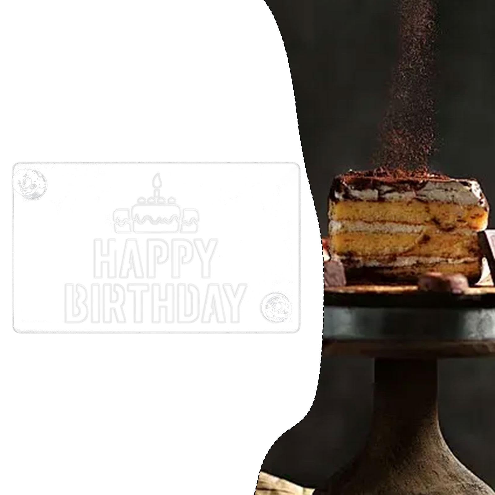 Stencil per torta per decorare biscotti e torte, acrilico, 20 cm x 12 cm, ideale per tiramisù, compleanni, matrimoni e dessert