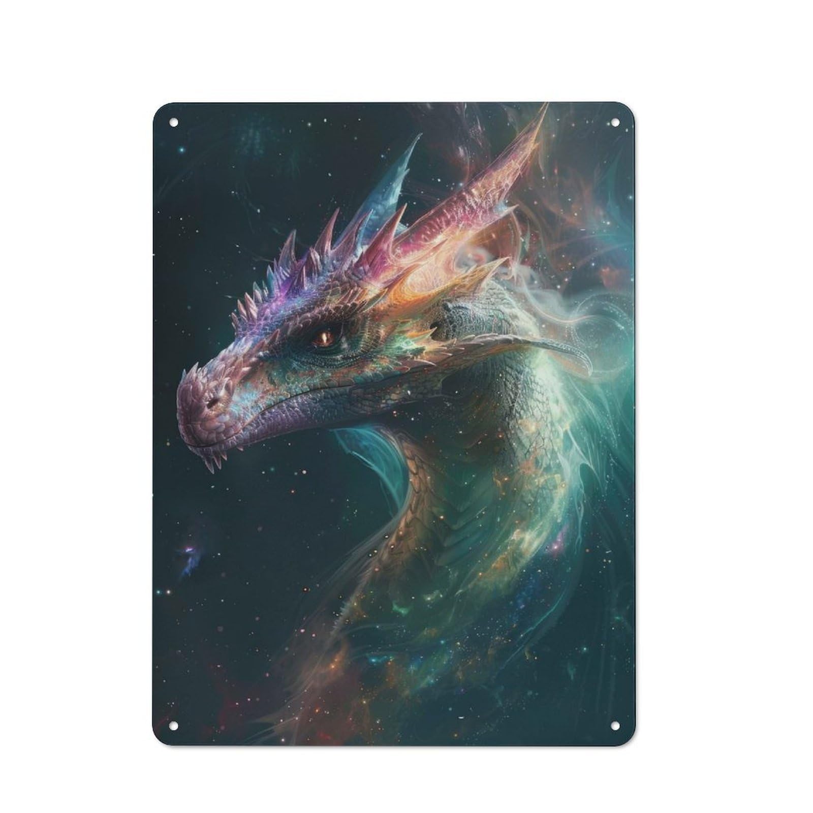 Classic Kitchen Metal Sign 40x30cm Featuring Galactic Dragon, Cafe Wall Decor for Restaurant, Kitchen, Counter Or Breakfast Nook