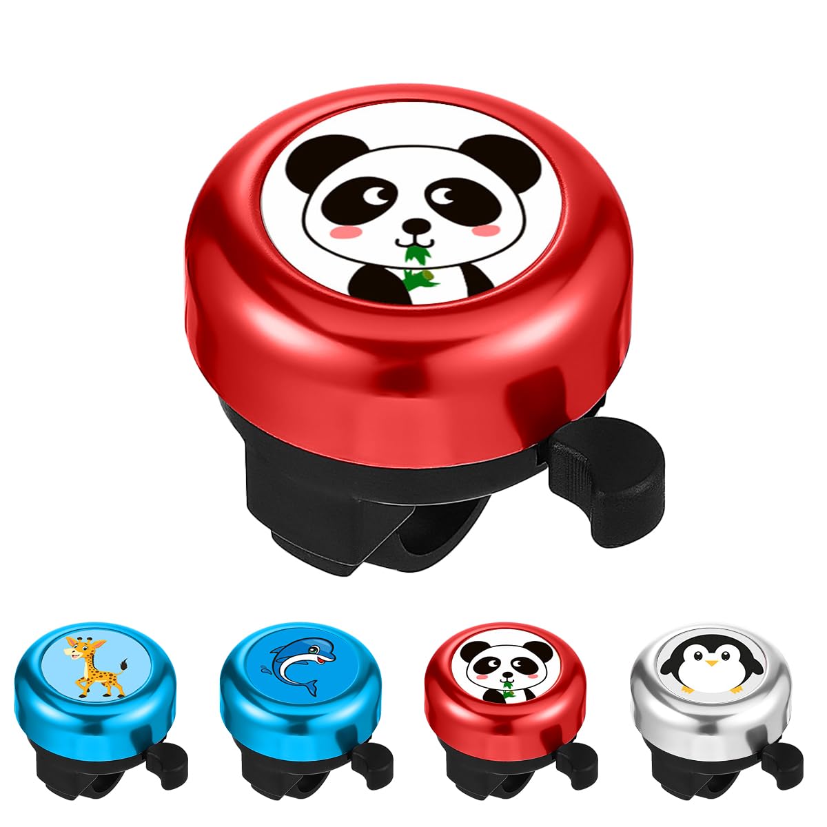 Garegce Kids Bike Bell, Cute Bike Horn Bicycle Bell for Boys and Girls with Loud Sound, Universal Cartoon Mini Handlebar Bells for Adults Toddler Bikes, Scooters and Cycling Accessories - Panda