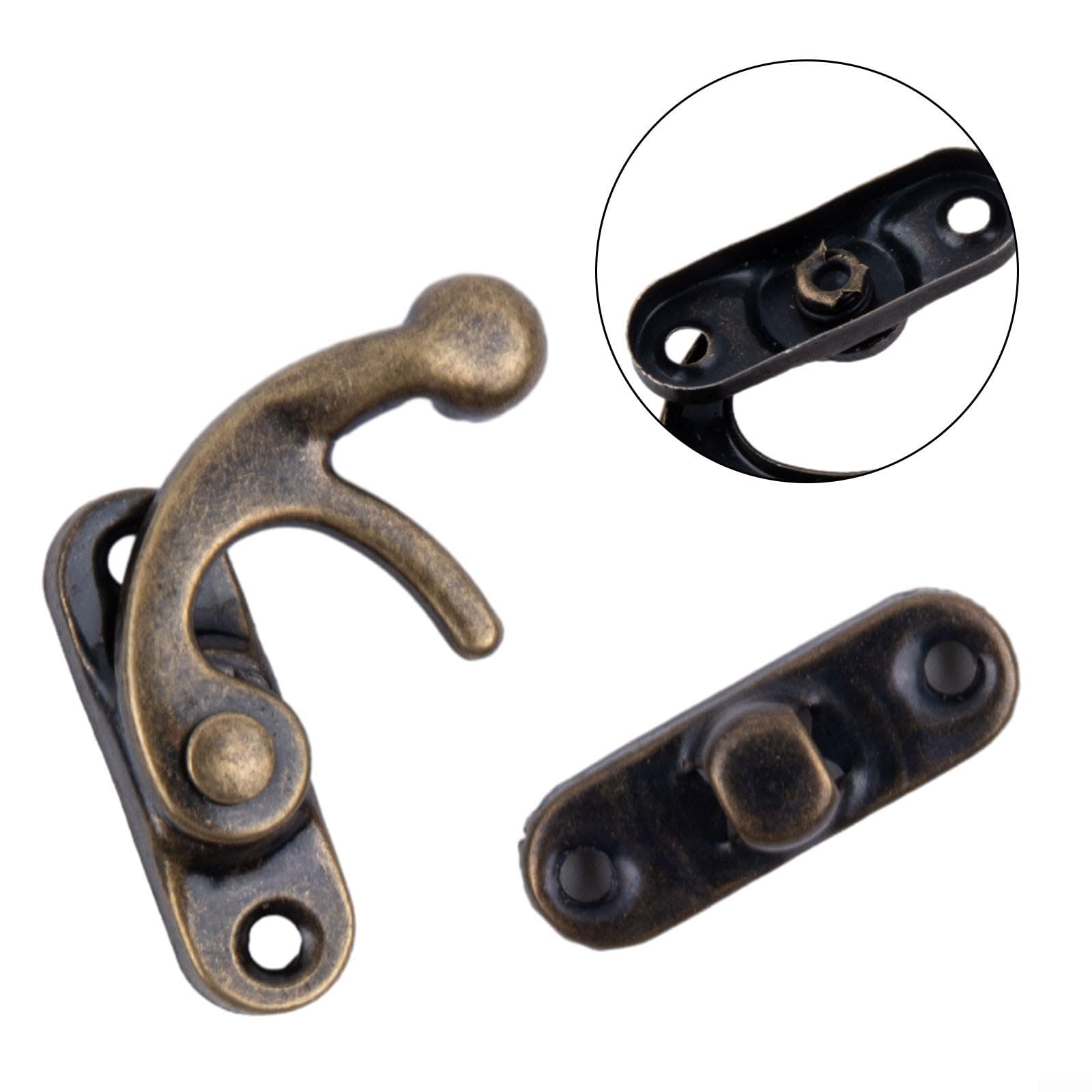 Chiavistelli per Porte 30 Pezzi Gancio Antico, Gancio di Chiusura in Ferro Bronzo Antico, Gancio Decorativo con Chiusura a Scatto for armadi e scatole portaoggetti(Bronze)