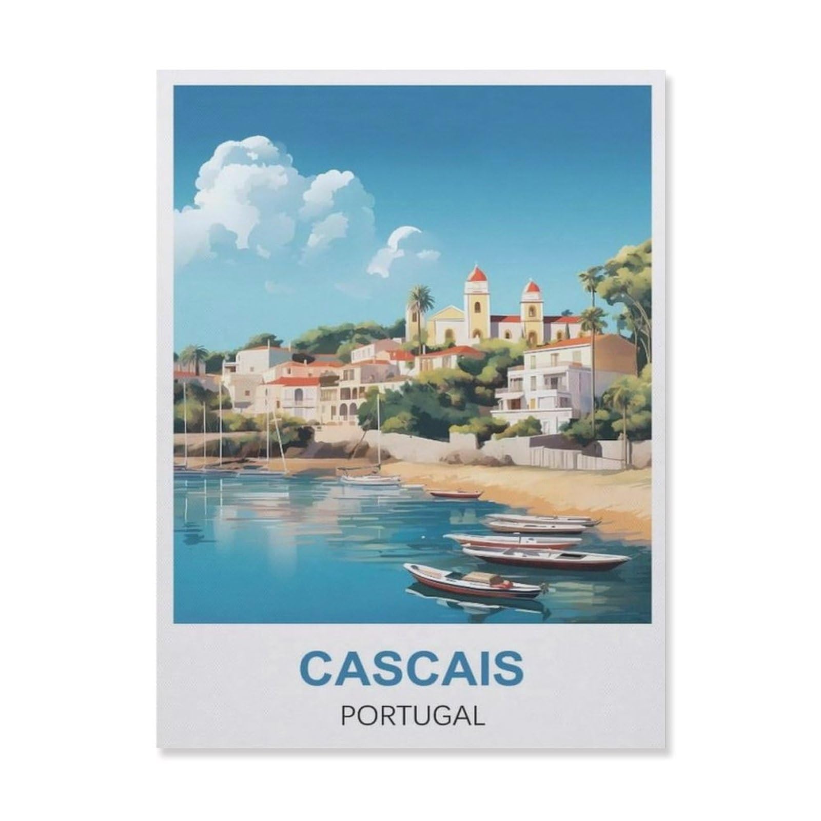 Funny Metal Tin Sign Wall Decor，Cascais Portugal(15x30cm）