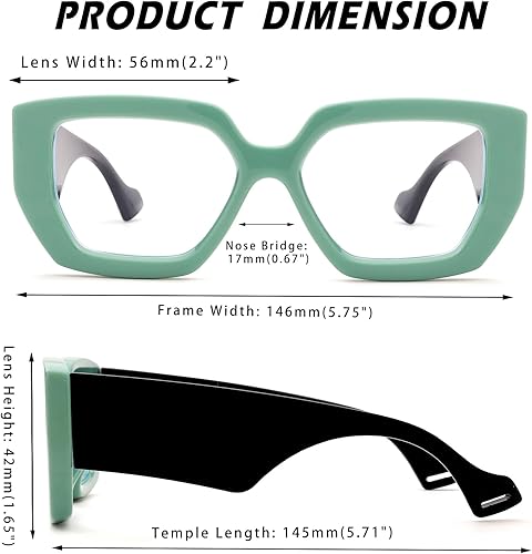 Vista 26 de Thick Frame Blue Light Glasses for Women Men Fashion Square Computer Gaming Eyeglasses with Clear Lens
