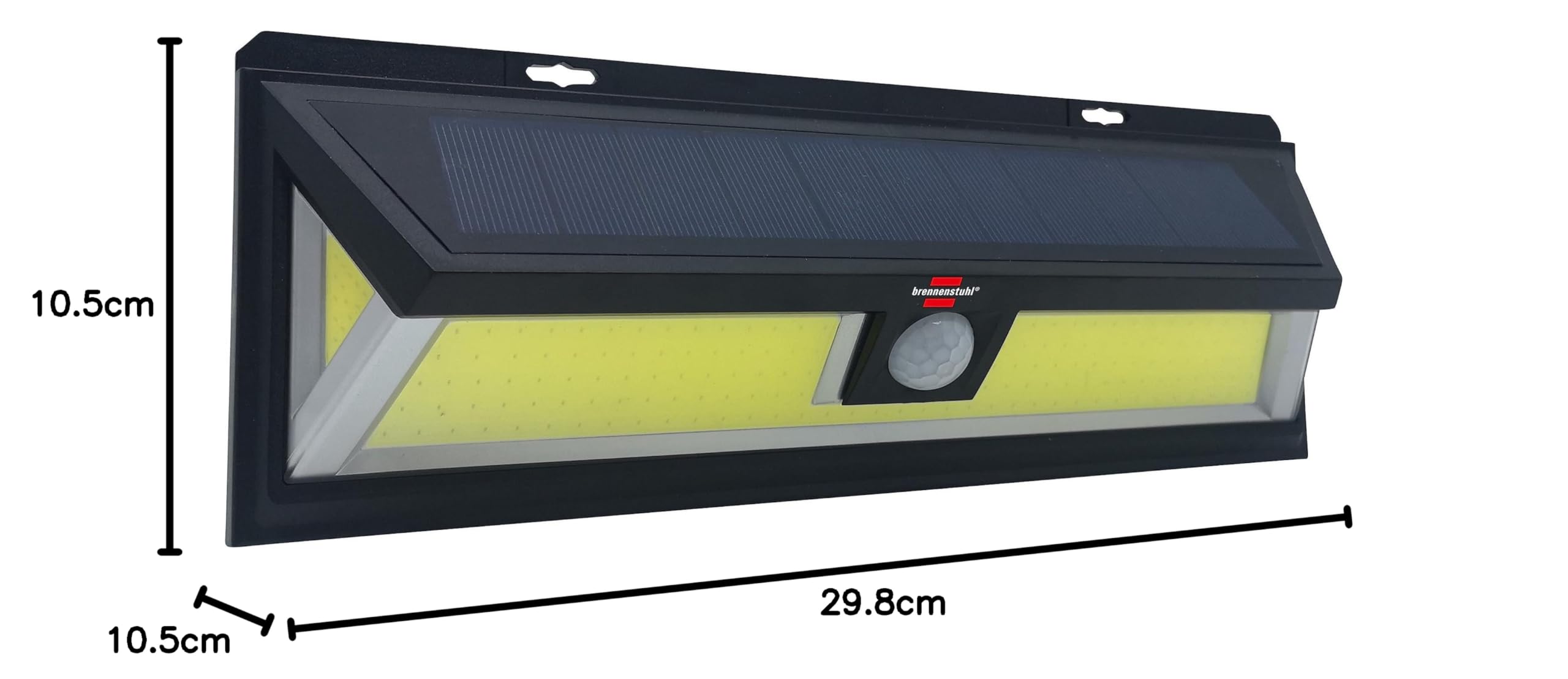 Brennenstuhl Lampada Solare a LED da Esterno Con Rilevatore di Movimento PIR 120, Luce da Parete Solare Compatta con Pannello Solare Integrato, COB LED luminoso 10W, 700 lm, IP 65, Nero