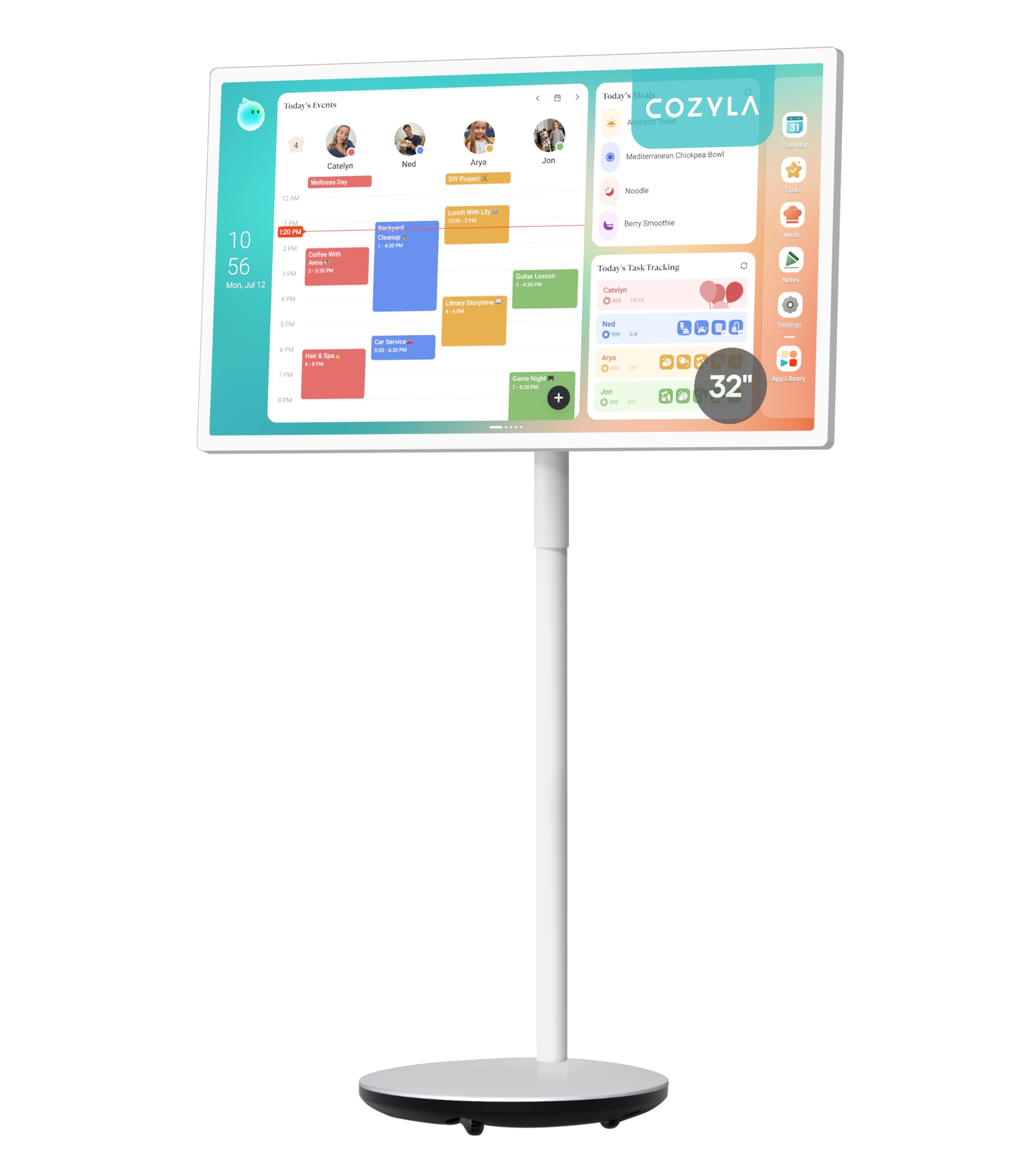 Cozyla Calendar Plus Go: 32" Mobile Smart Digital Calendar Family Dashboard