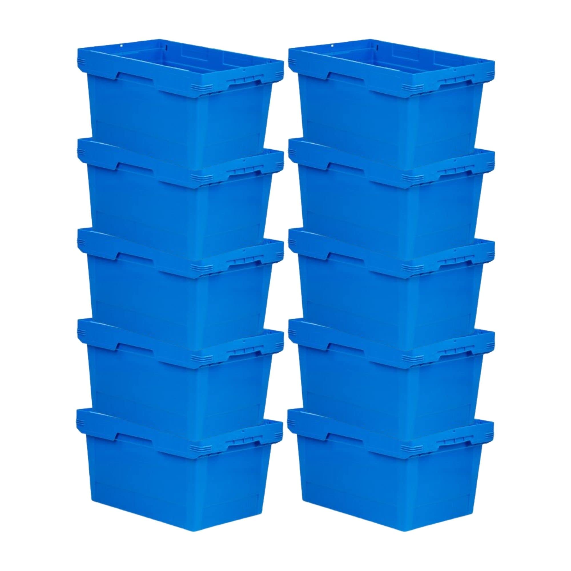 PROREGAL SET SUPER ÉCONOMIQUE 10x Bac de transport conique empilable bleu | HxLxP 32,3x40x60cm | 58 litres | Bac Euro, Eurobox, boîtes de rangement, empilables, caisse de transport