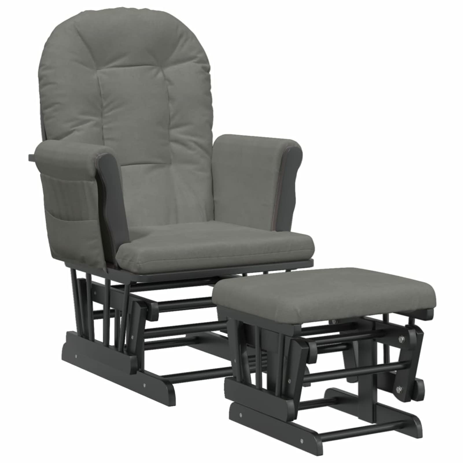 Festnight Butacas para Dormitorio Sillón de Salón con Otomana Reposapiés Sillon Balancin Mecedora Sillon Lactancia Mecedora Lactancia con Respaldo Ajustable para Salón Dormitorio Blanco Gris Oscuro