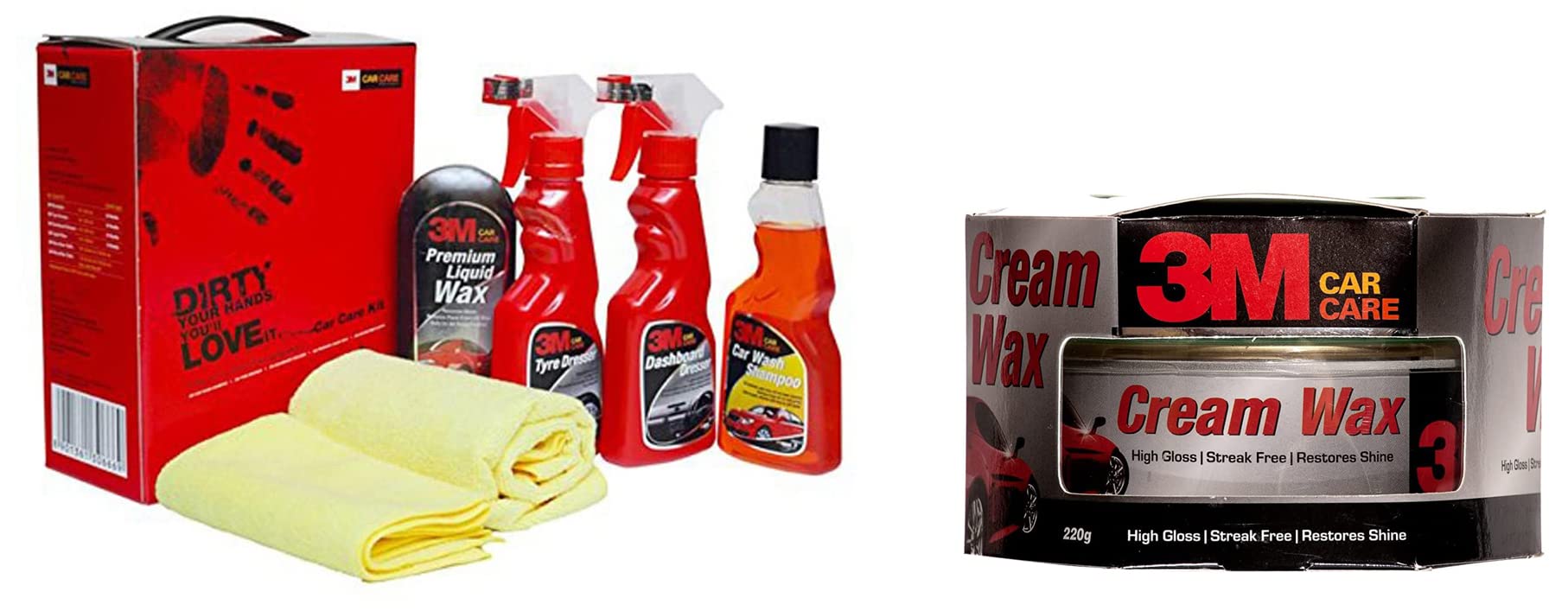 3M Large Car Care Kit&3M IA260166334 Specialty Cream Wax (220 g) high Gloss Streak Free restores Shine&3M IA260166409 Car Care car wash Shampoo (1L)-image-18