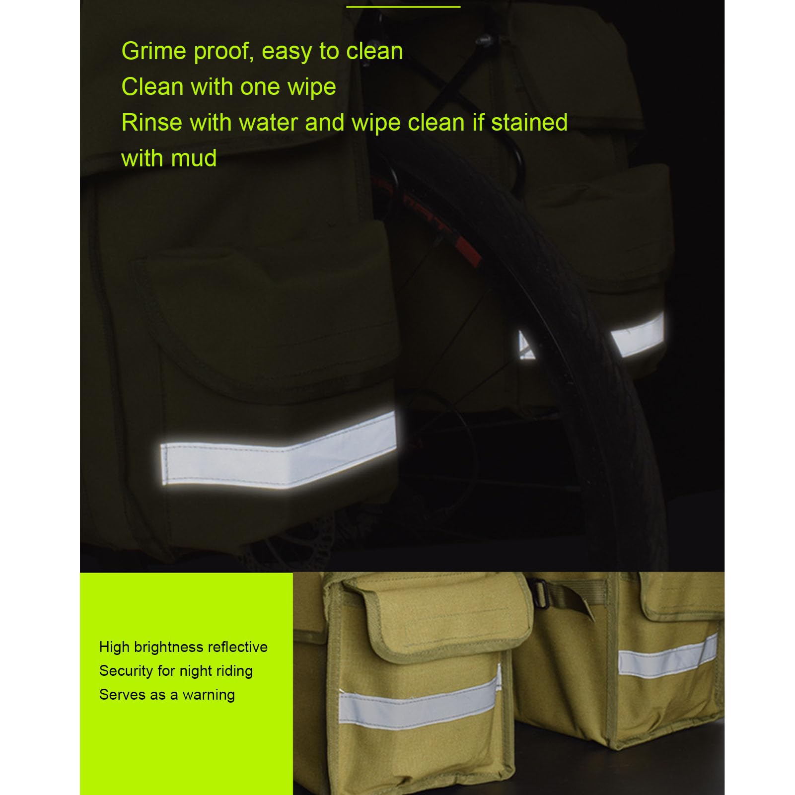 Borse a Doppia Borsa, a Prova di Acqua in Tela per Bagagliaio, Borsa Portaoggetti Doppia con Striscia Riflettente, Borsa Portabiciclette per Bici (30L)
