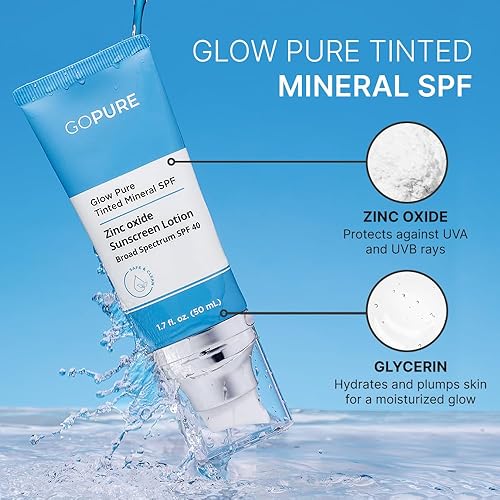 Miniatura 5 de goPure Glow Pure Mineral SPF 40 PA +++  Protector solar facial probado por dermatólogos  Hidratante teñido con SPF  Piel brillante protegida  Sin
