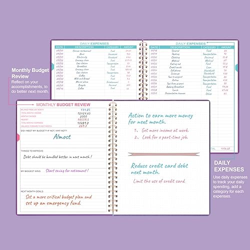 Miniatura 3 de Planificador de presupuesto libro de presupuesto mensual de 8 x 9.5 pulgadas con cuaderno de seguimiento de gastos, libro de presupuestos 2026 y