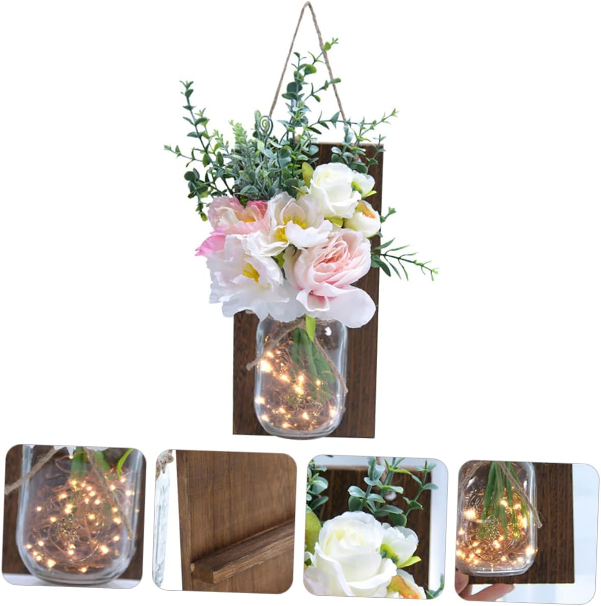 LIFKOME 1pc Led Artificial Flower Wall Light Vintage Glass Bottle Design Decorative Simulation Flower Lamp for Bedroom Living Room Cafe and Office Decor