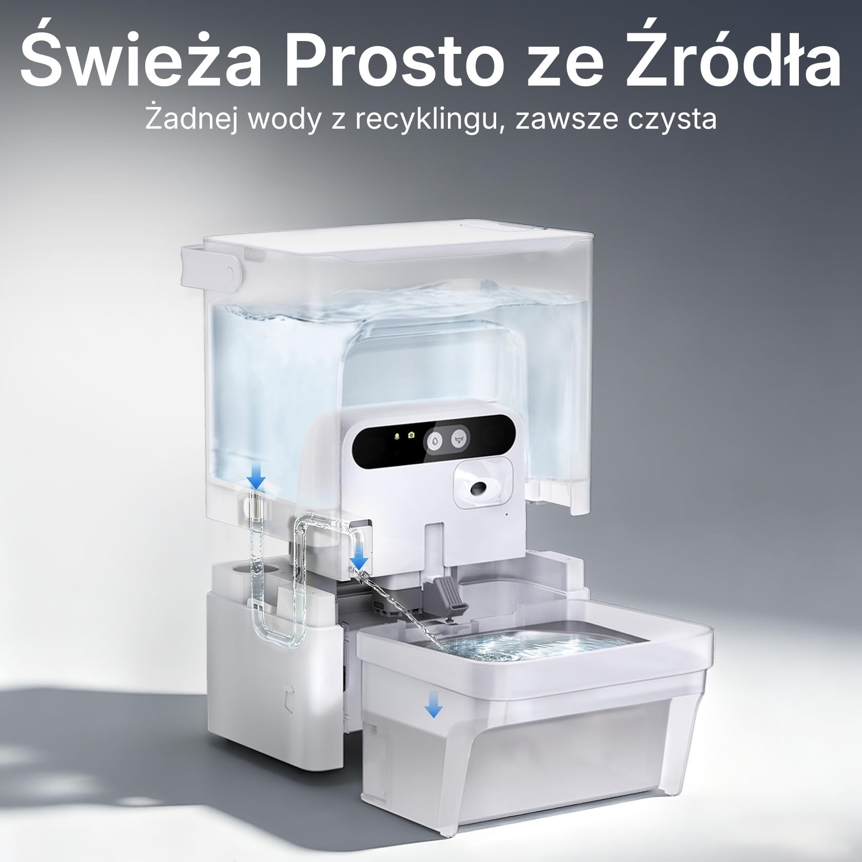 PETKIT EVERSWEET ULTRA Fontanna dla Kota bez Filtra, z Kamerą AI, Oddzielanie Czystej i Brudnej Wody, Automatyczne Poidło dla Kotów o Pojemności 5L, Sterowanie Przez App, Taca ze stali nierdzewnej