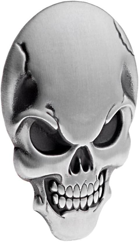 Pair CHROME 1 1/4" 32mm Engine Guard Highway Foot Pegs Footpeg Footrest + 2pcs 3D Metal Skull Sticker (1X Red Eye + 1X Black Eyes)