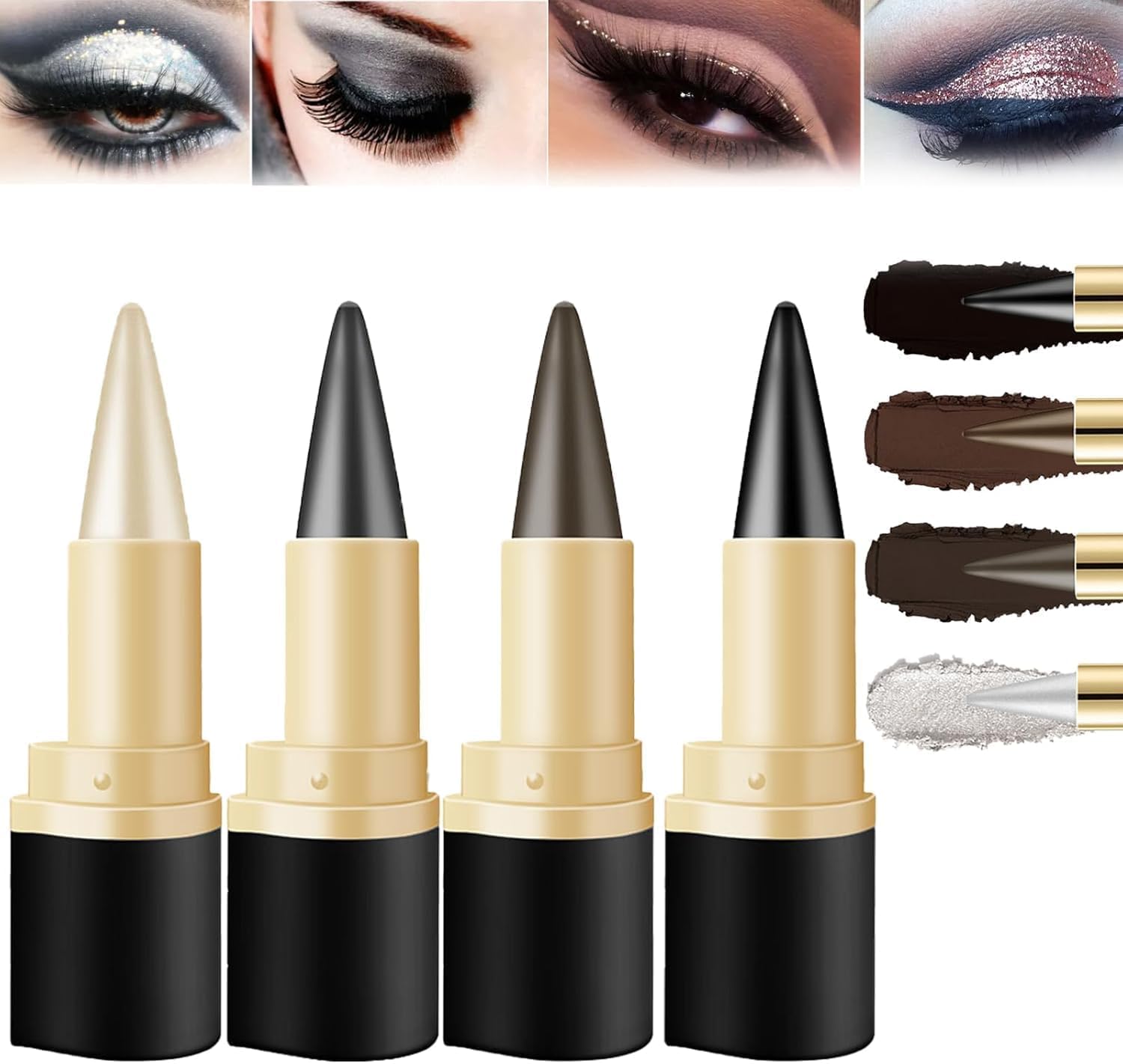 Ayky Long Wear Gel Eyeliner, Natural Black Eyeliner Cream Waterproof, Smokey Eyeshadow Palette Stick Smudge Proof, Liquid Eyeliner Pencil, for Daily or Party Looks (4 Color) Ayky Long Wear Gel Eyeliner, Natural Black Eyeliner Cream Waterproof, Smokey Eyeshadow Palette Stick Smudge Proof, Liquid Eyeliner Pencil, for Daily or Party Looks (4 Color)
