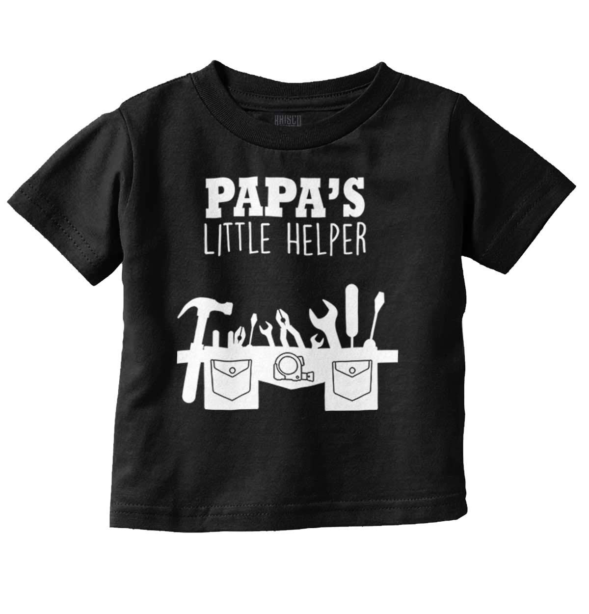 Papa's Little Helper Handyman Dad Toddler Boy Girl T Shirt Black