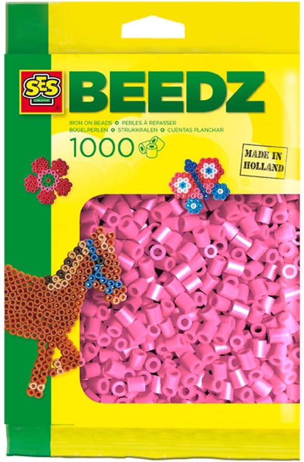 SES 00708 Ironing Beads 1000 Pieces Pink, 36+ Months.