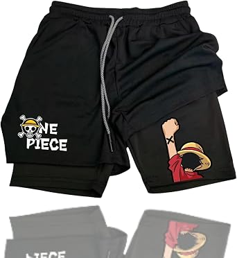 CROWN Anime Compression Shorts - Breathable Stretch Gym Short with Pockets