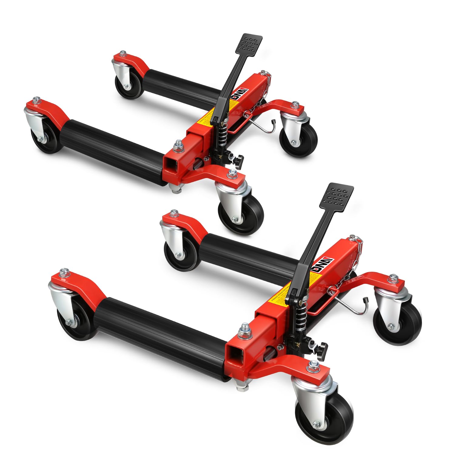 DNA Motoring 2pcs Car Wheel Dolly Jack Set Hydraulic 1500 lbs Car Skates, 12'' Wheel Vehicle Positioning Jack, Heavy Duty Rollers with Ratcheting Foot