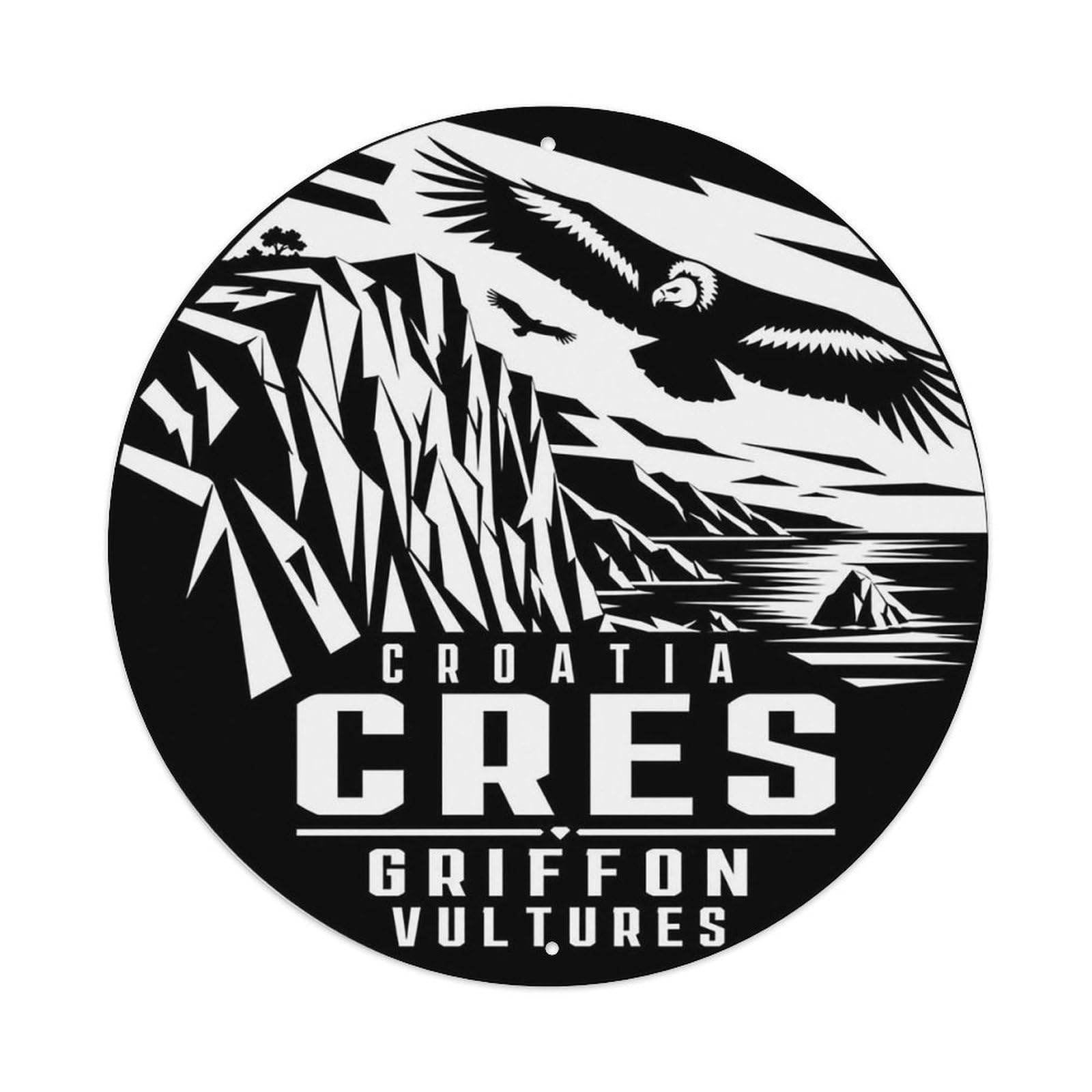 Croatia Cres Griffon Vultures Black White Island Nature Metal Tin Sign