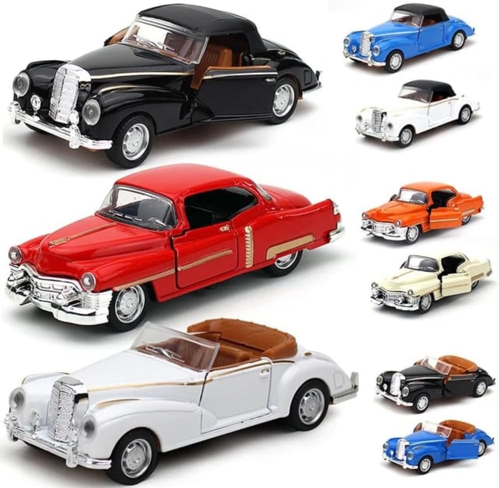 Tzoo Technology and You Pack Of 3 Classic Vintage Metal Cars Set For Kids | Push And Go Action Racing Cars With Openable Doors | Ideal Gift For Kids | Showpiece Collection - Multicolor