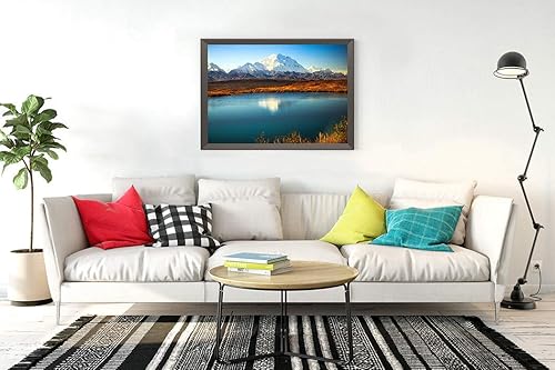 Miniatura 2 de Kit de pintura de diamante 5D para bricolaje, paisaje, Denali, sol, Alaska, paisaje, río, lago, otoño, 16 x 20 pulgadas, para adultos, con diamantes