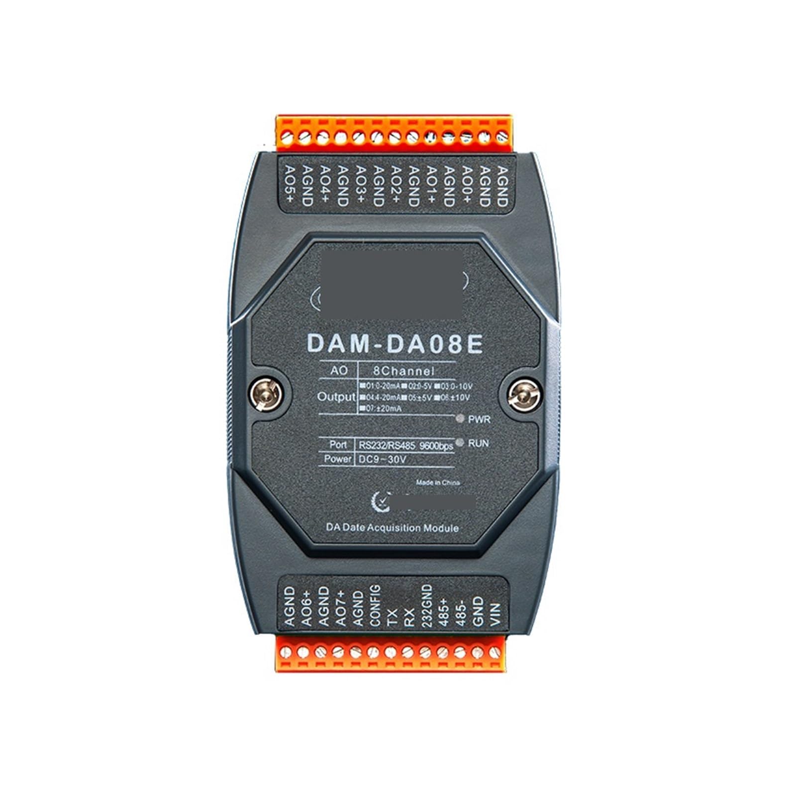 8-Channel analog Output Module RS485 to 4-20ma/0-5v/0-10V digital-to-analog Converter(8channelsof0-20maoutput)