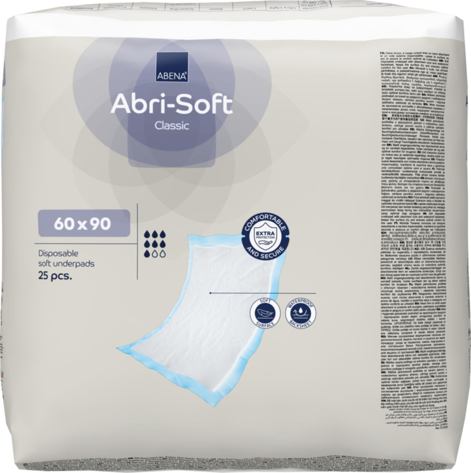 ABENA Abri-Soft Classic Einweg-Inkontinenz-Betteinlagen, Eco-Labeled Inkontinenzunterlagen, Auslaufschutz, weiche und sichere Bettschoner für Inkontinenz – 60 x 90 cm, 2200 ml Saugfähigkeit, 25 Stück