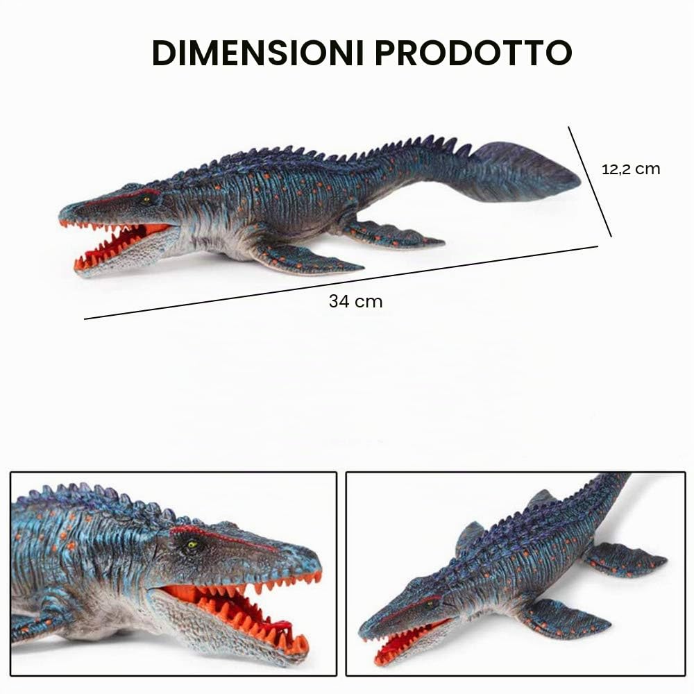 Jurassic Mosasaurus - Dinosauri realistici da 34 cm, dinosauri in plastica dipinta a mano con decorazione per torte