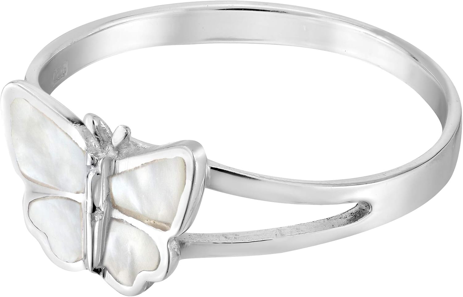 AeraVida Carefree Fluttering Butterfly White Mother of Pearl .925 Sterling Silver Ring | Cute Wedding Rings For Women | Casual Comfort Fit Silver Rings for Women | Butterfly Ring | Gift for Women - Image 2