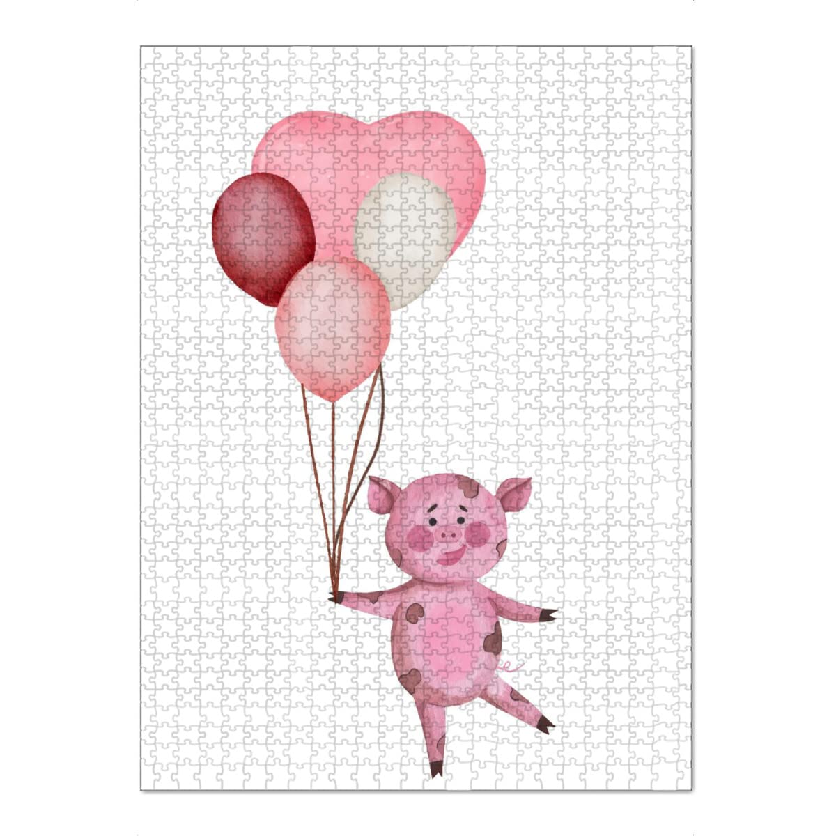 artboxONE-Puzzle XXL (1500 Teile) Für Kinder Nettes Schwein mit Luftballons