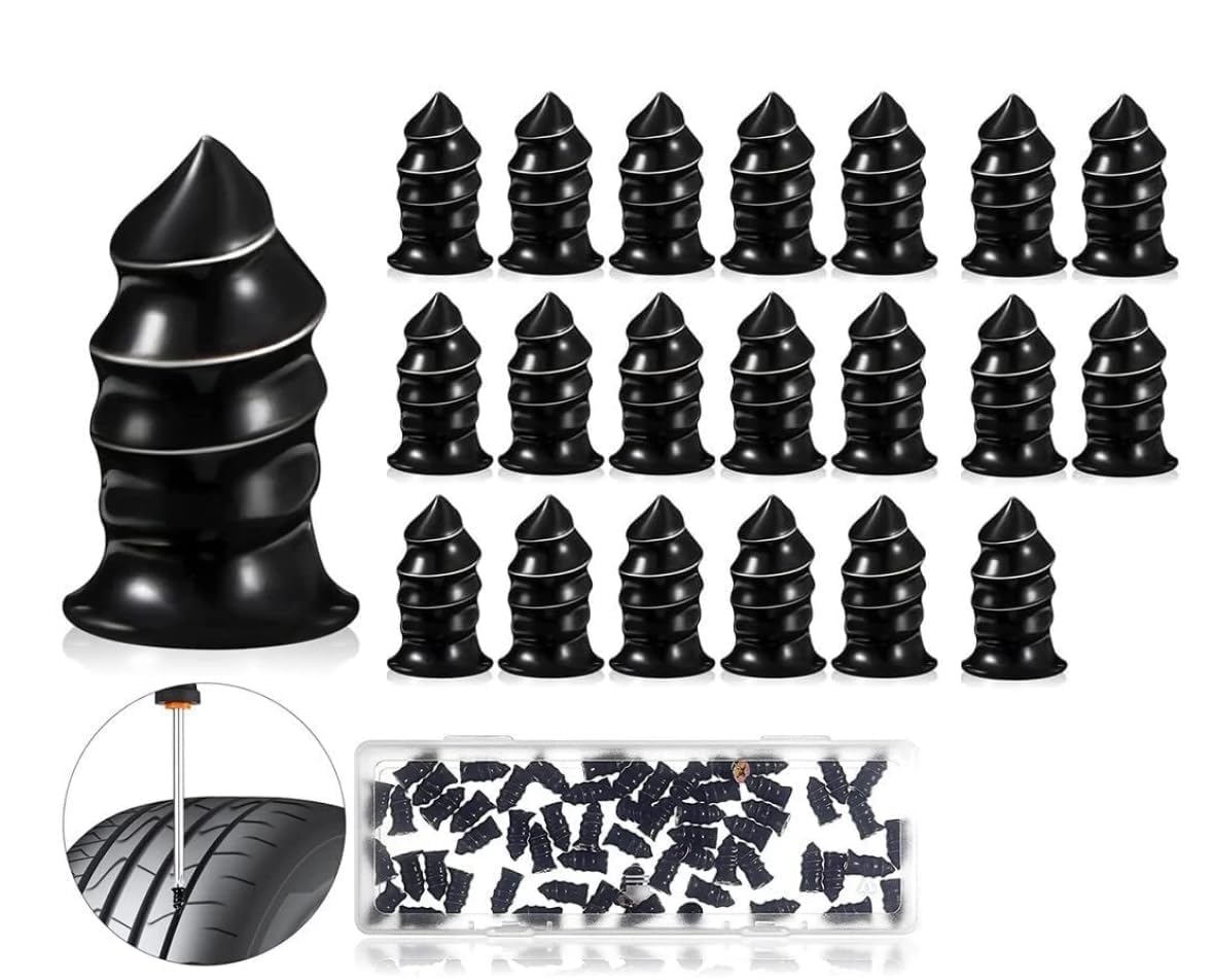 GOPSZOME 20 pcs Tubeless Tyre Puncher Repair Rubber Screw, Self-Service Vacuum Tire Puncher Repair Nails Kit, Quick Puncture Repair Tools for Auto, Bikes, Car, Truck & Tractor (Pack of 20).