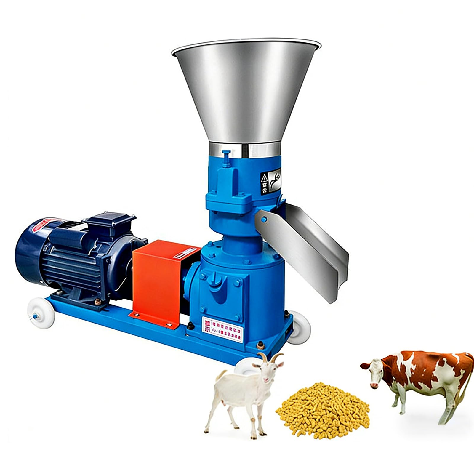Máquina eléctrica de pellets de alimentación animal, granulador de alimentación de pollo de 70-120 kg/h con moldes de 4 mm, motor de cobre puro, puerto de descarga ampliado, para cerdos, vacas, ovejas