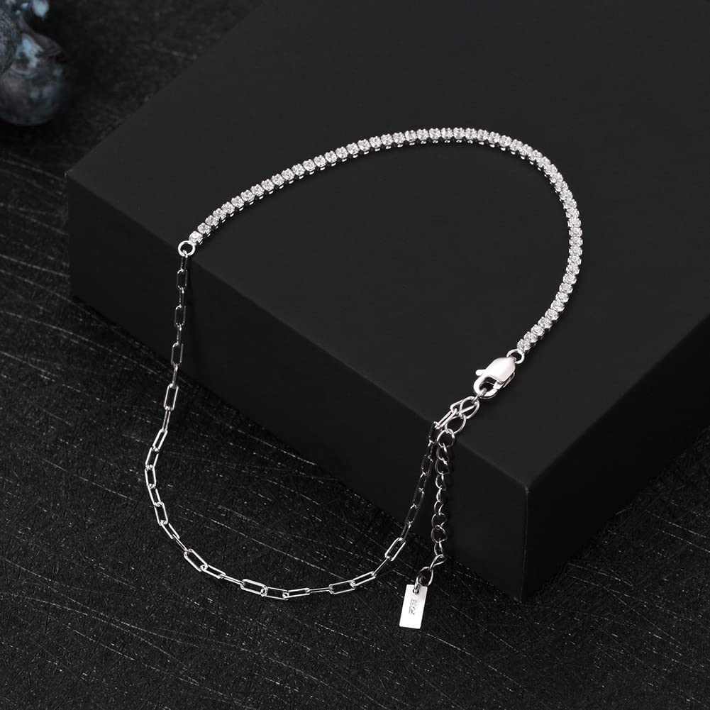 Pulsera de pie, Cadenas for el Tobillo, Cadenas de Clip de Oro, Tobilleras de Tenis for Mujer, Plata 925, Moda de Verano, joyería de Cadena de pie de Zirconia cúbica