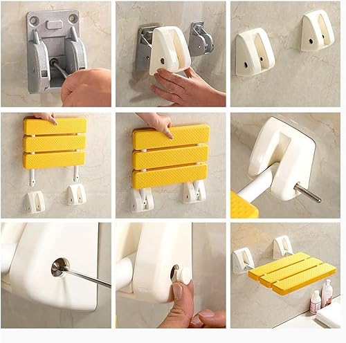 Miniatura 5 de Asiento de ducha plegable montado en la pared, asiento de ducha ABS duradero antideslizante para ducha interior, silla de taburete de baño, ahorra