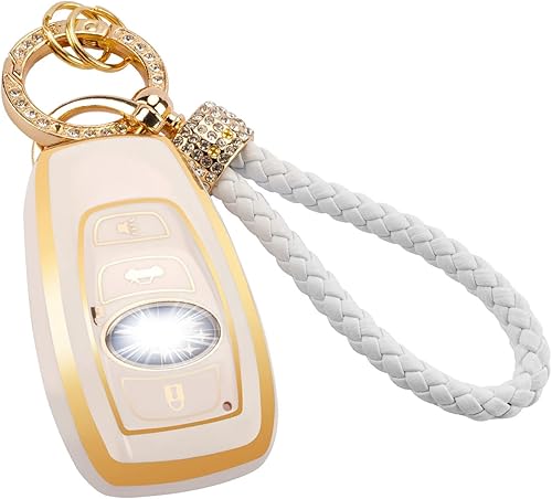 Miniatura 7 de Jimtyee Funda para llavero Subaru con llavero brillante de TPU suave, funda para llaves inteligentes, protector compatible con Subaru BRZ Forester